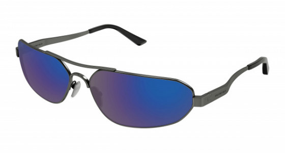 Balenciaga BB0227S Sunglasses, 004 - GUNMETAL with BLUE lenses