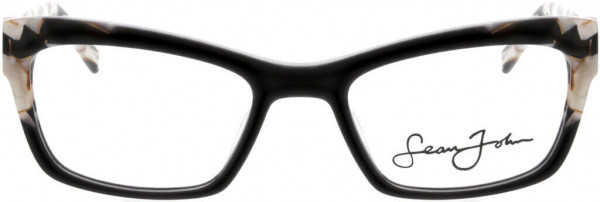 Sean John SJLO6027 Eyeglasses, 001 Shiny Smoke Crystal Inner Frame W/ Plum Shimmer Laminated End Piece