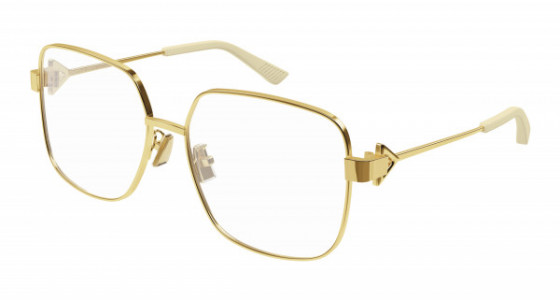 Bottega Veneta BV1200O Eyeglasses, 002 - GOLD with TRANSPARENT lenses