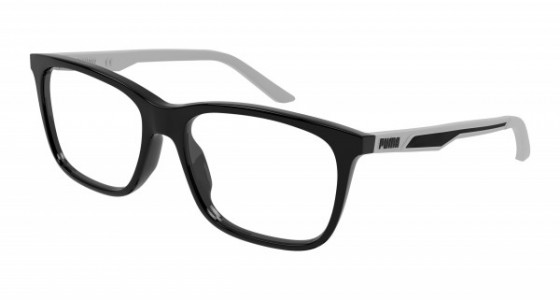 Puma PJ0064O Eyeglasses, 001 - BLACK with GREY temples and TRANSPARENT lenses