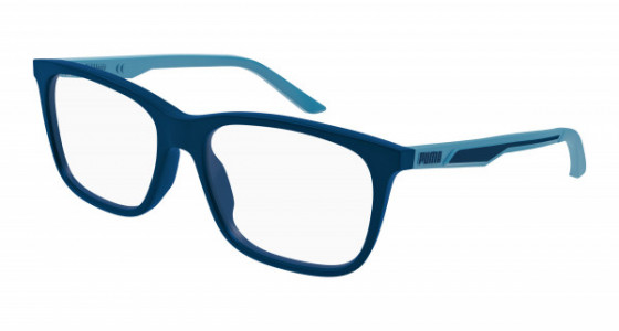 Puma PJ0064O Eyeglasses, 002 - BLUE with TRANSPARENT lenses