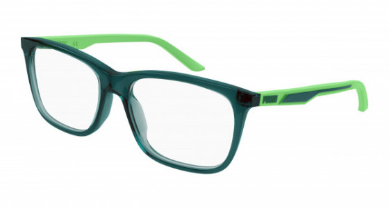Puma PJ0064O Eyeglasses, 003 - GREEN with TRANSPARENT lenses