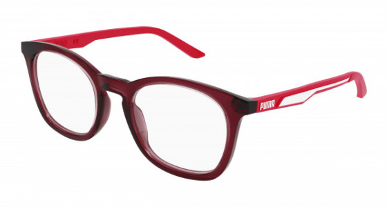 Puma PJ0065O Eyeglasses, 003 - RED with TRANSPARENT lenses