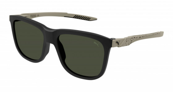 Puma PU0395S Sunglasses, 001 - BLACK with BEIGE temples and GREEN lenses