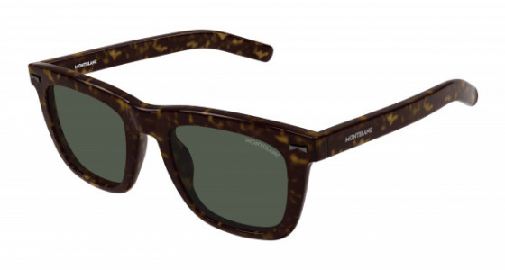 Montblanc MB0226S Sunglasses, 002 - HAVANA with GREEN lenses