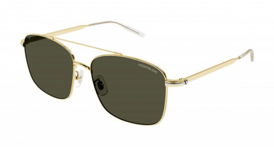 Montblanc MB0236SK Sunglasses, 003 - GOLD with GREEN lenses