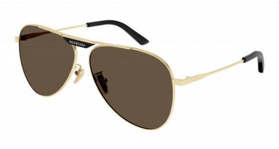 Balenciaga BB0244S Sunglasses, 003 - GOLD with BROWN lenses