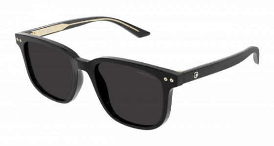 Montblanc MB0258SA Sunglasses, 001 - BLACK with SMOKE lenses