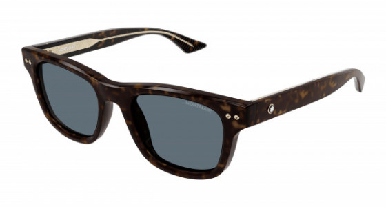 Montblanc MB0254S Sunglasses, 002 - HAVANA with BLUE lenses