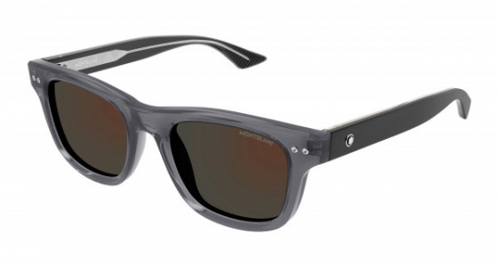 Montblanc MB0254S Sunglasses, 003 - GREY with BLACK temples and GREY lenses