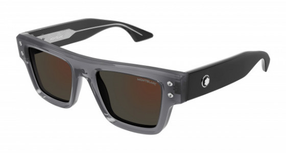 Montblanc MB0253S Sunglasses, 003 - GREY with BLACK temples and GREY lenses