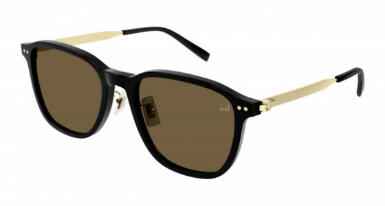 dunhill DU0070SA Sunglasses, 002 - BLACK with GOLD temples and BROWN lenses