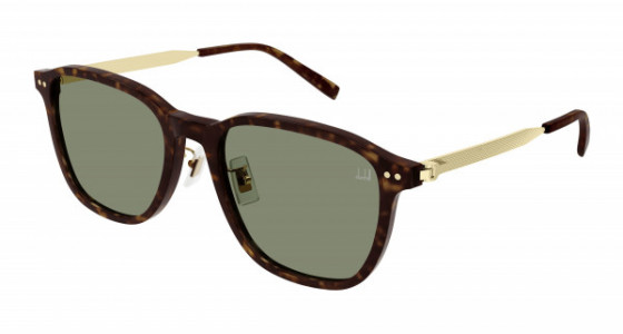 dunhill DU0070SA Sunglasses, 003 - HAVANA with GOLD temples and GREEN lenses