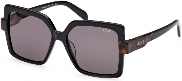Emilio Pucci EP0194 Sunglasses, 05A - Shiny Black With Classic Havana / Smoke Lenses