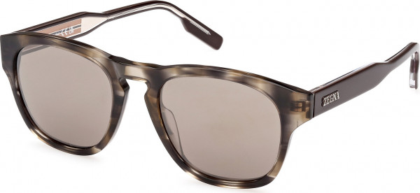 Ermenegildo Zegna EZ0221 Sunglasses, 20J - Grey/Striped / Shiny Dark Brown