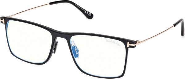 Tom Ford FT5865-B Eyeglasses, 002 - Matte Black / Shiny Rose Gold