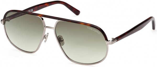 Tom Ford FT1019 MAXWELL Sunglasses, 14P - Shiny Light Ruthenium / Dark Havana