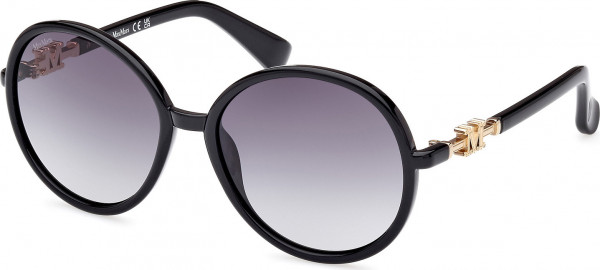 Max Mara MM0065 EMME15 Sunglasses, 01B - Shiny Black / Shiny Black