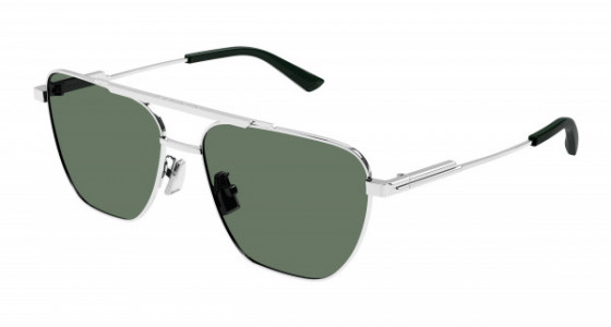 Bottega Veneta BV1236S Sunglasses, 003 - SILVER with GREEN lenses