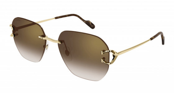 Cartier CT0394S Sunglasses, 002 - GOLD with BROWN lenses