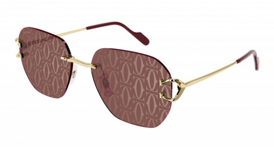 Cartier CT0394S Sunglasses, 003 - GOLD with RED lenses