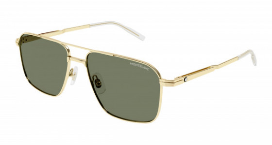 Montblanc MB0278S Sunglasses, 002 - GOLD with GREEN lenses