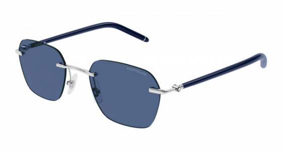 Montblanc MB0270S Sunglasses, 003 - SILVER with BLUE temples and BLUE lenses