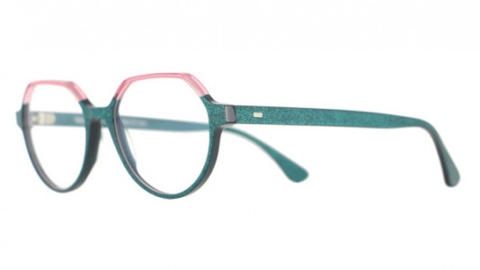 Vanni Pixel V1651 Eyeglasses, teal micropixel / transparent pink
