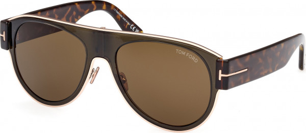 Tom Ford FT1074 LYLE-02 Sunglasses, 51J - Shiny Dark Green / Blonde Havana
