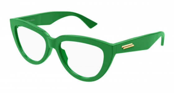 Bottega Veneta BV1259O Eyeglasses, 003 - GREEN with TRANSPARENT lenses
