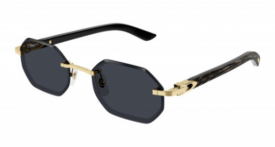 Cartier CT0439S Sunglasses, 003 - GOLD with RED temples and GREY lenses