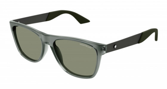 Montblanc MB0298S Sunglasses, 003 - GREY with GUNMETAL temples and GREEN lenses