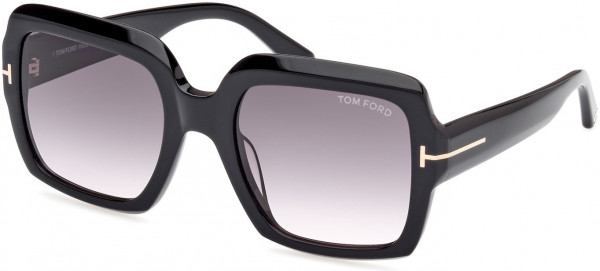 Tom Ford FT1082 KAYA Sunglasses, 01B - Shiny Black / Shiny Black