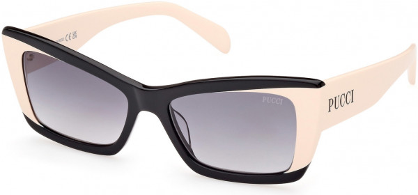 Emilio Pucci EP0205 Sunglasses, 05B - Black/Monocolor / Shiny Ivory