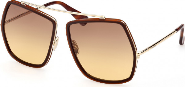 Max Mara MM0060 ELSA4 Sunglasses, 48F - Shiny Dark Brown / Shiny Pale Gold