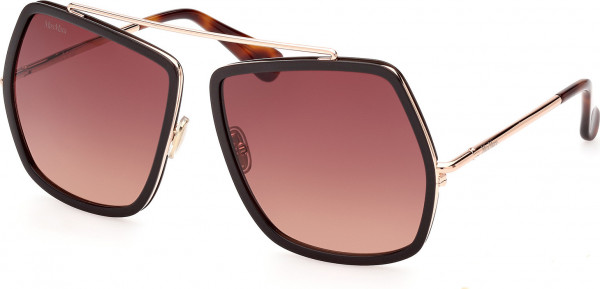 Max Mara MM0060 ELSA4 Sunglasses, 50F - Shiny Dark Brown / Shiny Pink Gold