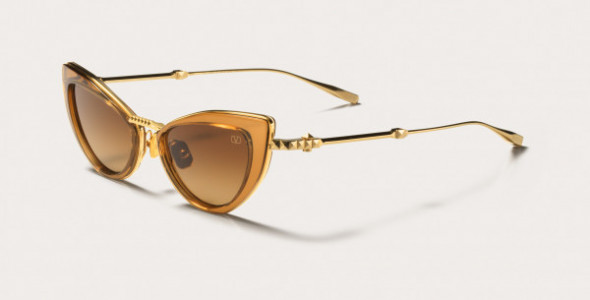 Valentino VALENTINO VIII Sunglasses, V-Light Yellow Gold titanium - Crystal Medium Brown acetate - Dark Brown to
Light Brown Lenses - AR