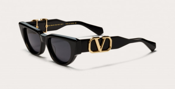 Valentino V - DUE Sunglasses, Black - Rose Gold w/ Dark Grey  - AR