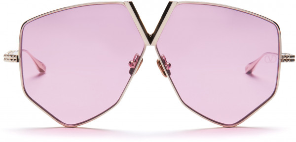 Valentino V - HEXAGON Sunglasses, White Gold w/ Pink - AR