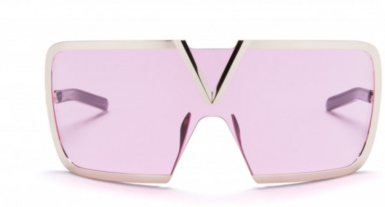 Valentino V - ROMASK Sunglasses, White Gold - Crystal Black w/VA Pink Lens - AR