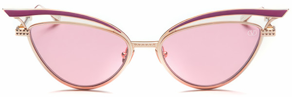 Valentino V - GLASSLINER Sunglasses, White Gold - Pink Enamel w/ Light Pink - AR