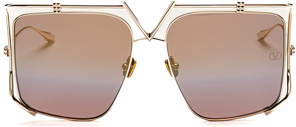 Valentino V - LIGHT Sunglasses, V-Light Gold w/ Dark Brown - Gradient Gold Flash Mirror - AR