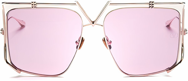 Valentino V - LIGHT Sunglasses, White Gold w/ Solid Pink - AR