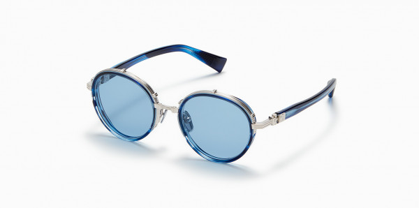 Balmain CROISSY Sunglasses, Silver - Blue Swirl w/ Blue - AR