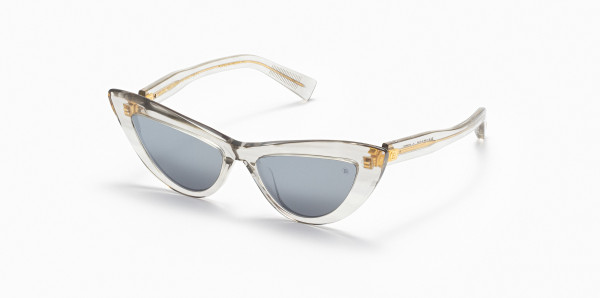 Balmain JOLIE Sunglasses, Crystal Grey - Gold w/ Dark Grey w Flash Silver Mirror - AR