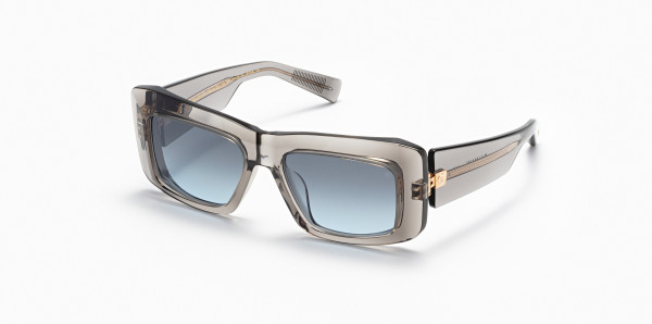 Balmain ENVIE Sunglasses, Crystal Grey - White Gold w/ Dark Grey to Dark Blue w/Black Flash Mirror - AR