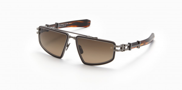 Balmain TITAN Sunglasses, Black Rhodium - Brown Swirl w/ Dark Brown to Light Brown - AR