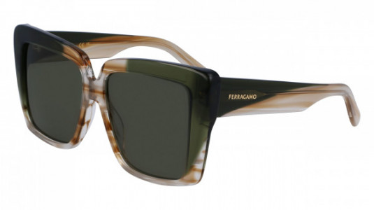 Ferragamo SF1060SN Sunglasses, (263) STRIPED HONEY/KHAKI