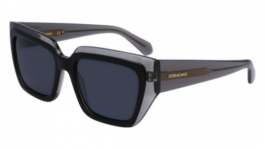 Ferragamo SF2002S Sunglasses, (024) TRANSPARENT GREY/BLACK