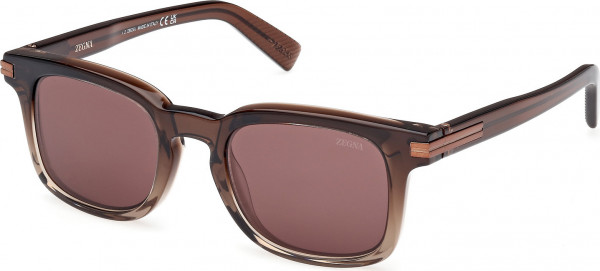 Ermenegildo Zegna EZ0230 Sunglasses, 50E - Light Brown/Gradient / Shiny Dark Brown
